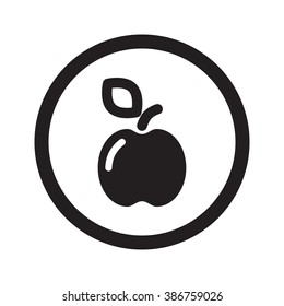 Flat black Apple web icon in circle on white background