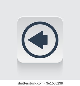 Flat black Arrow Left icon on rounded square web button