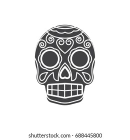 Flat black aztec skull icon