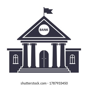 flach schwarze Bank-Gebäude Symbol auf weißem Hintergrund. Vektorgrafik-Finanzierung.