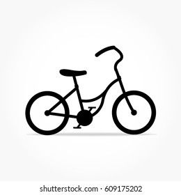 flat black bicycle icon with shadow effect