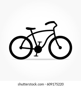 flat black bicycle icon with shadow effect