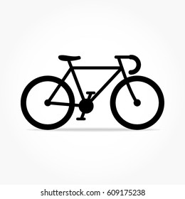 flat black bicycle icon with shadow effect