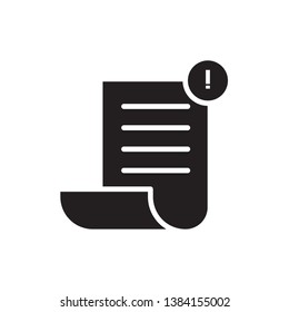 flat black blank paper icon vector, eps 10, with sign