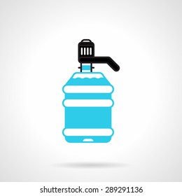 Flat black and blue design vector icon for bottle of potable water for cooler on white background.