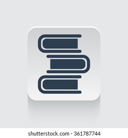 Flat black Books icon on rounded square web button