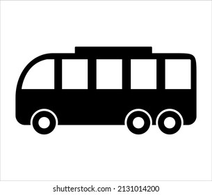 Flat black bus vector icon. Bus illustration with simple geometric shapes