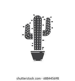 Flat black cactus icon