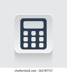 Flat black Calculator icon on rounded square web button