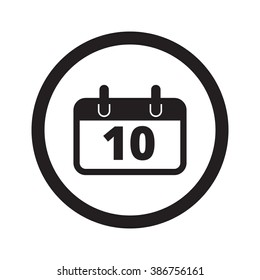 Flat black Calendar web icon in circle on white background