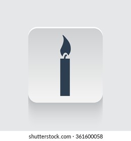 Flat black Candle Light icon on rounded square web button