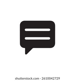 Flat Black Chat Bubble Icon Representing Message, Communication, or Text in Minimal Interface Design
Media type: Illustration