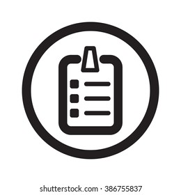 Flat black Checklist web icon in circle on white background