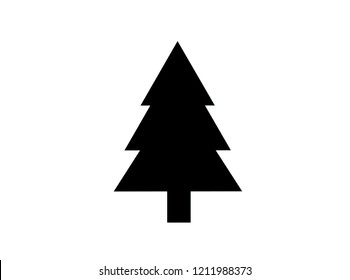 Flat black Christmas tree icon on white background. New year, celebration, holidays, christmas.