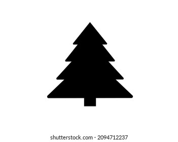 Flat black Christmas tree icon on white background. New year, celebration, holidays, christmas.