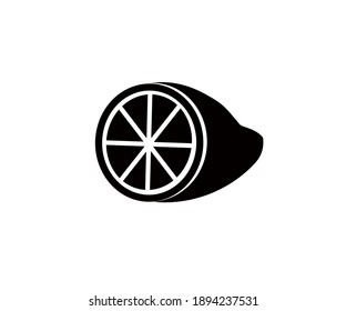 Flat black citrus (lemon) icon. Vector illustration.