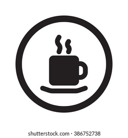 Flat black Coffee web icon in circle on white background