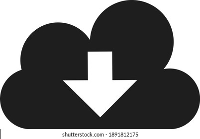 Flat Black Colored Download Down Arrow Concept Icon