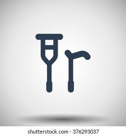 Flat black Crutch Cane icon
