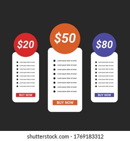 Flat black dark price list design template