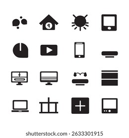 Flat Black Digital Device Icons vector silhouette design
