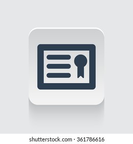 Flat black Diploma icon on rounded square web button