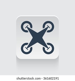 Flat black Drone Quadrocopter icon on rounded square web button