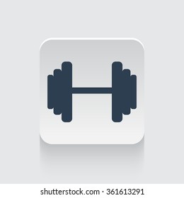 Flat black Dumbbell icon on rounded square web button