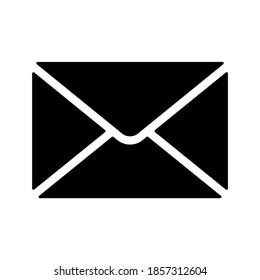 Flat black email vector icon. Envelope Mail services. 