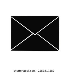 Flat black email vector icon. Envelope Mail services simple design.