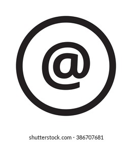 Flat black E-Mail web icon in circle on white background