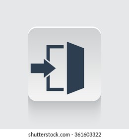 Flat black Enter icon on rounded square web button