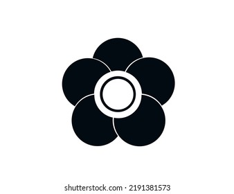 Flat Black Flower (camomile) Icon. Nature, Parks. Vector