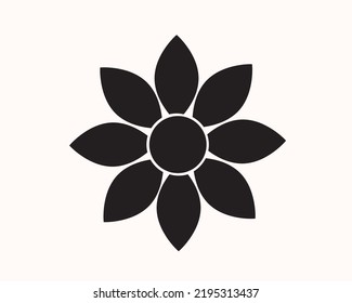 Flat Black Flower (camomile) Icon. Nature, Parks. Vector