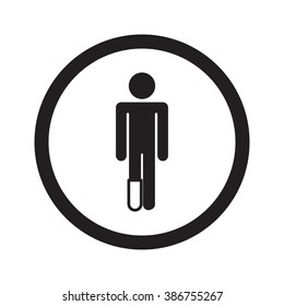 Flat black Foot web icon in circle on white background