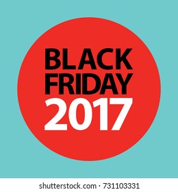 flat black friday 2017 price tag sticker on red background
