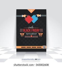 Flat Black Friday, A4 Style Flyer, Advertising Design