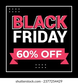  flat black Friday Instagram posts collection, Instagram post, sale social media banner template with black background
