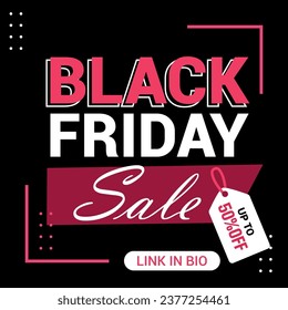  flat black Friday Instagram posts collection, Instagram post, sale social media banner template with black background
