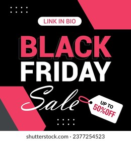  flat black Friday Instagram posts collection, Instagram post, sale social media banner template with black background
