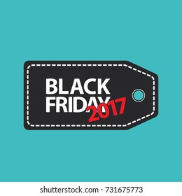 flat black friday price tag 2017 on blue background