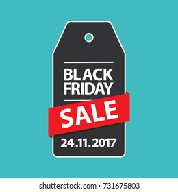 flat black friday price tag sale on blue background