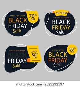 flat black Friday sale badges collection