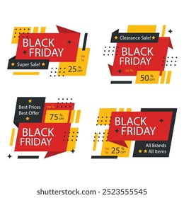 flat black Friday sale badges collection