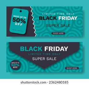 Venta de banderas de venta horizontal de viernes en negro plano conjunto