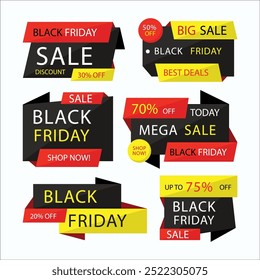 flat black Friday sale labels collection