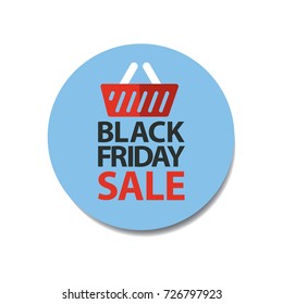 flat black friday sale price tag sticker on blue background