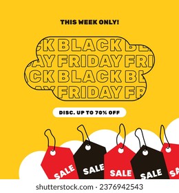 Flat black friday special sale offer instagram post template design