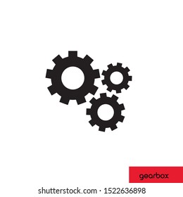 Flat black gear settings icon