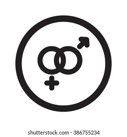 Flat black Gender web icon in circle on white background